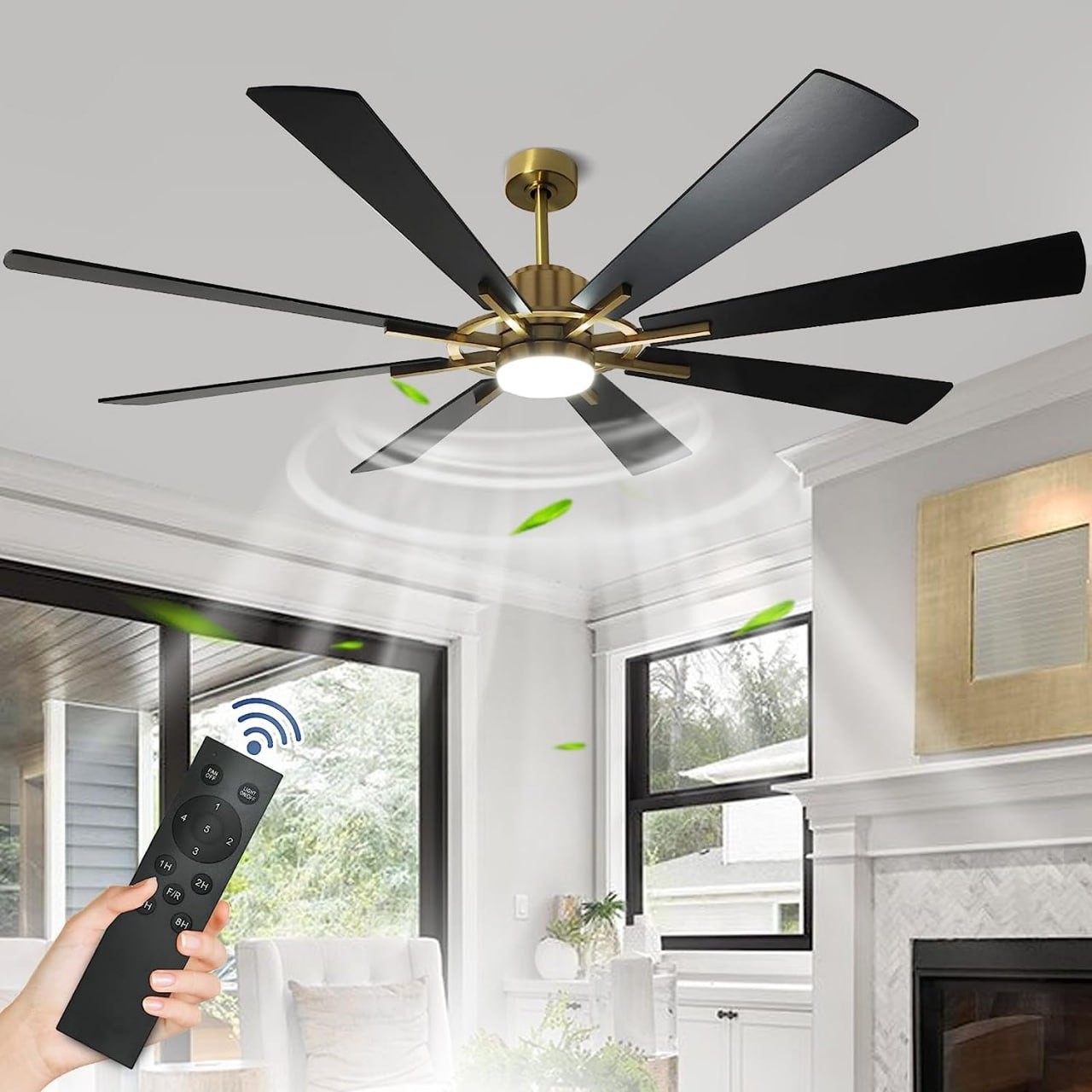 Depuley 72 Black Farmhouse Ceiling Fans with Lights and Remote, Large Reversible Modern Ceiling Fans with 5-Speed, Indoor Outdoor Ceiling Fan for Patio, 3CCT 3000K-6000