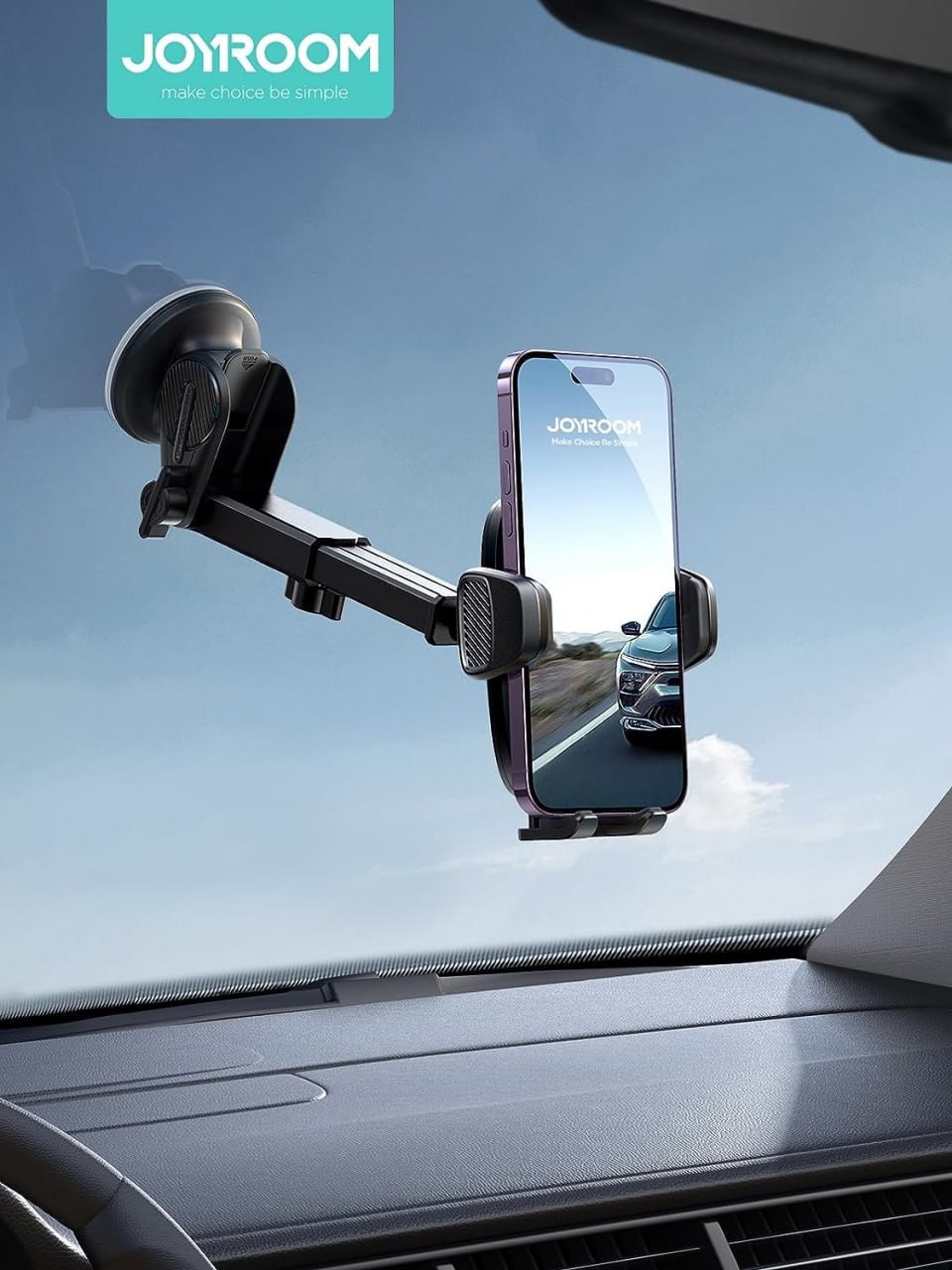 JOYROOM Phone Mount for Car, [Military-Grade Suction & Stable Hook] Car Phone Holder Mount for Dashboard Windshield Vent, Fit for iPhone 14 13 12 Pro Max Sam