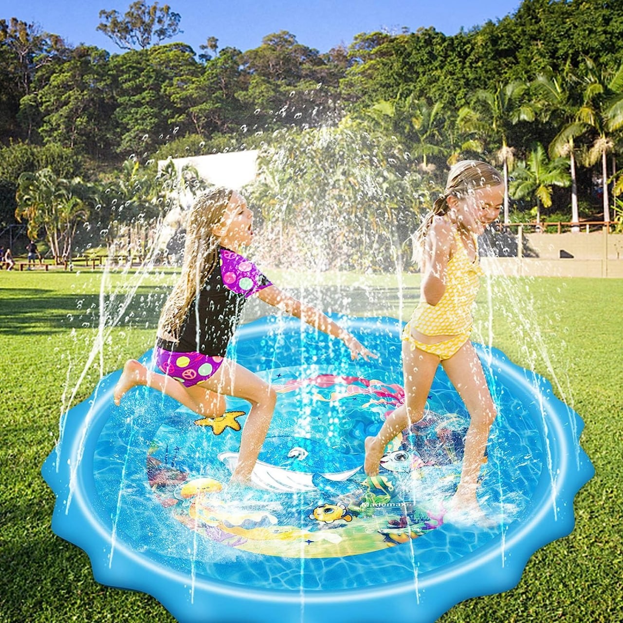 Mademax Upgraded 79 Splash Pad, Sprinkler & Splash Play Mat, Inflatable Summer Outdoor Sprinkler Pad Water Toys Fun for Children, Infants, Toddlers, Boys, Girls and Kids