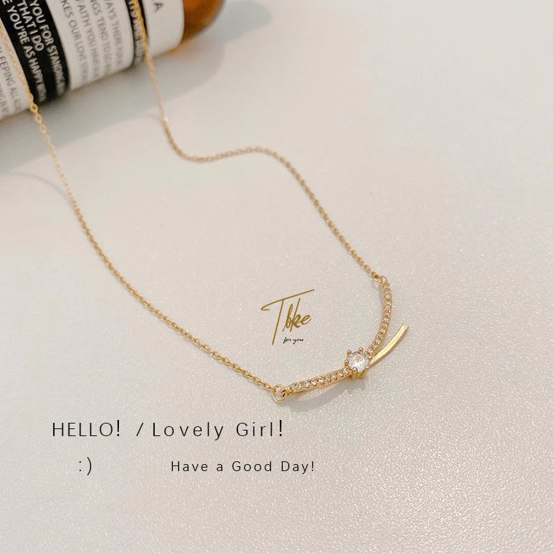 Tala 18K Gold Kyle Inspired - Titanium steel zircon arc necklace Exquisite packaging