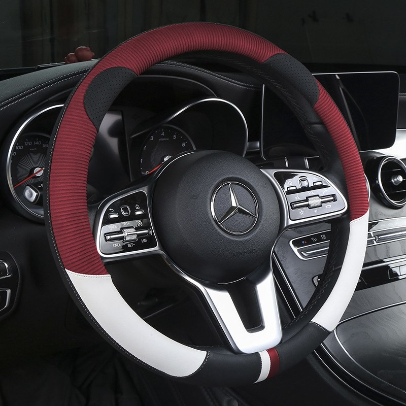 Women's car steering wheel cover four seasons universal wear-resistant leather Korean cartoon car handle set female model 268
