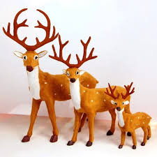 Cartoon Handmade Desktop Model Elk Plush Xmas Simulation Deer Christmas Decoration Miniature Figurine Reindeer Ornament
