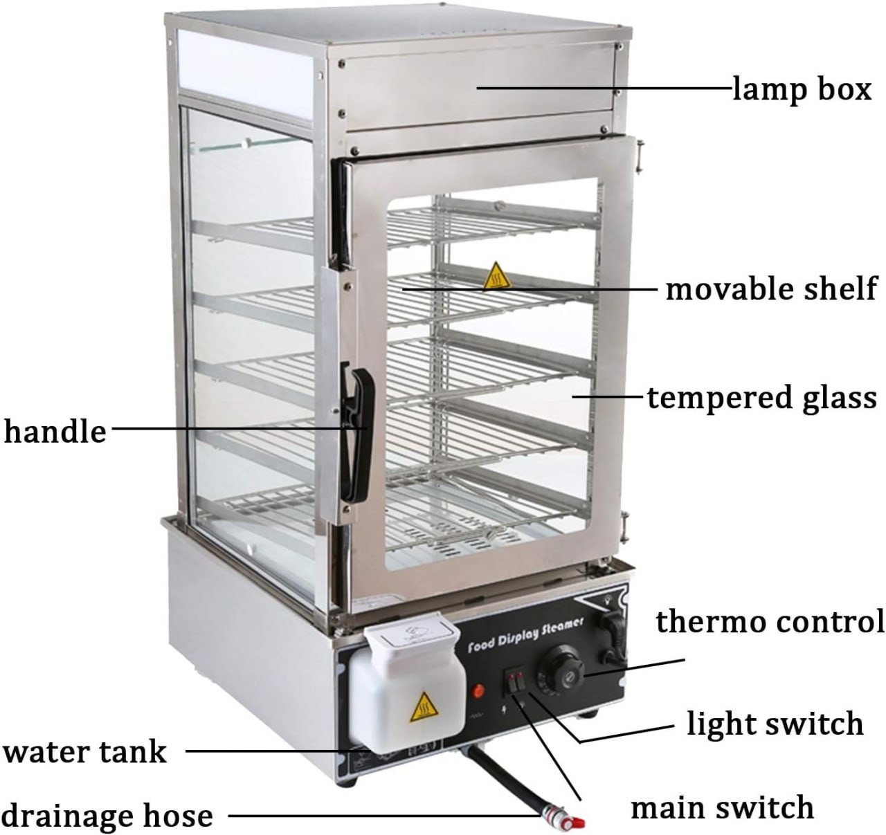 Electric Hot Food Warmer Display Case Food Steamer Bun Wamer Machine Commercial 5 layers