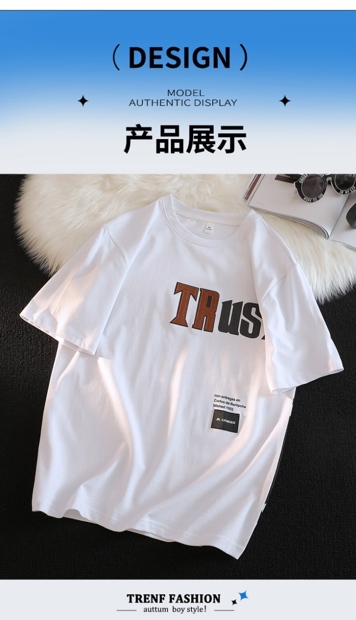 NASA joint summer short-sleeved men's 2023 new trend loose T-shirt 100% cotton boy T-shirt men's clothes men's NASALIKE black
