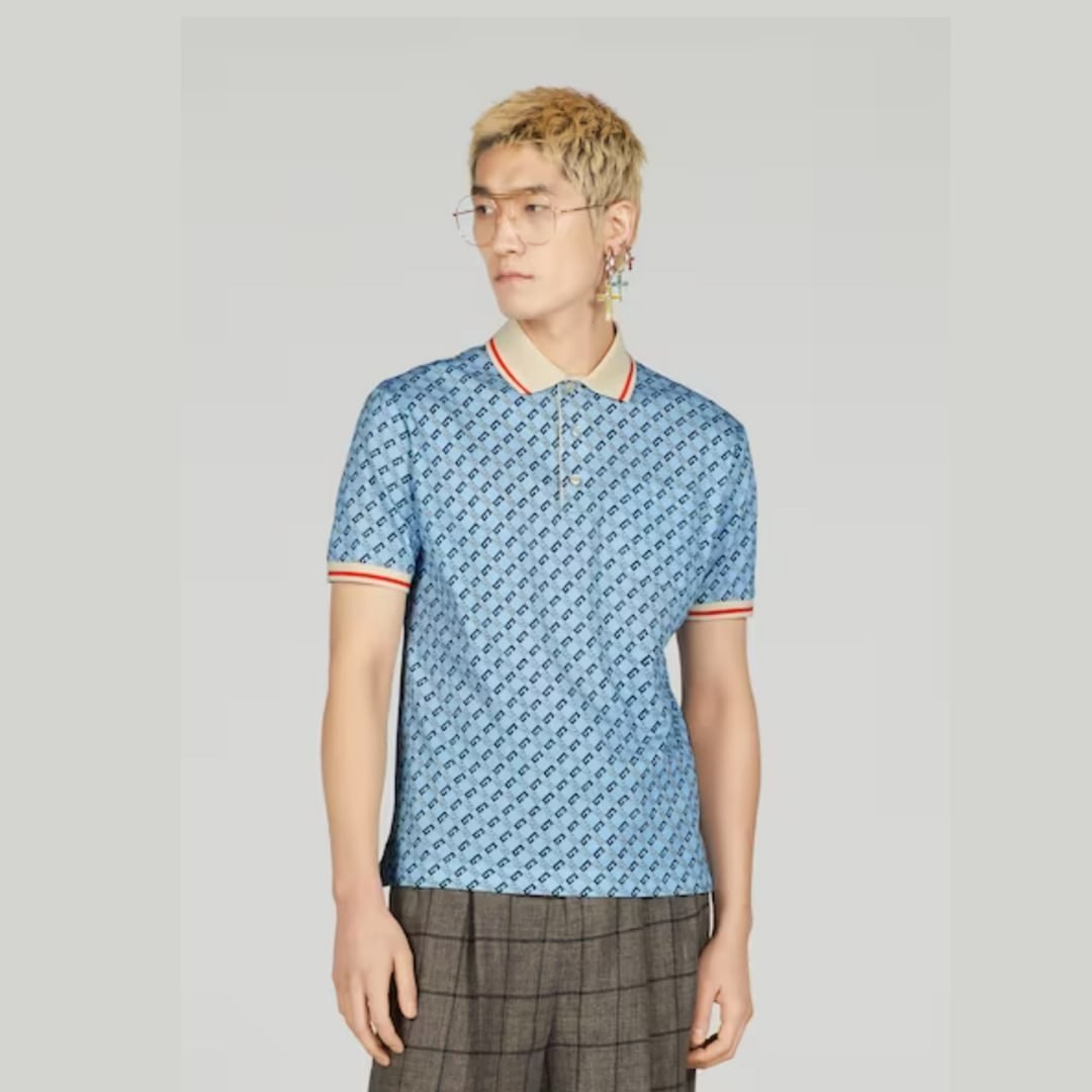 GEOMETRIC G COTTON PIQUET POLO SHIRT