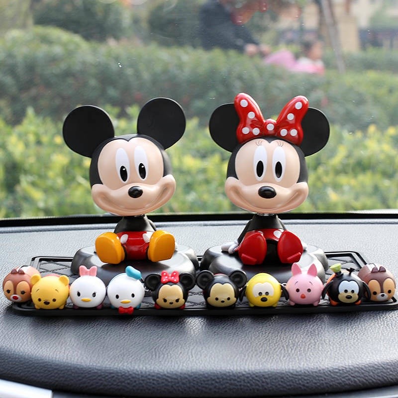 Mickey Shaking Head Couple Disney High-End Female Personality Creative Car Interior Supplies Car Decoration Small Decorations New Car