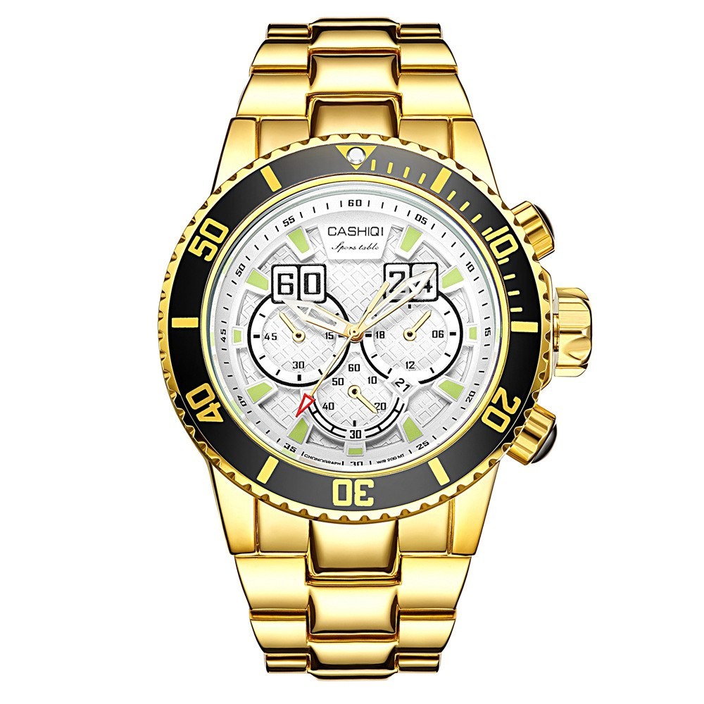 Kashki watch sports watch luminous display three-eye six-needle multi-functional waterproof quartz watch factory direct sale