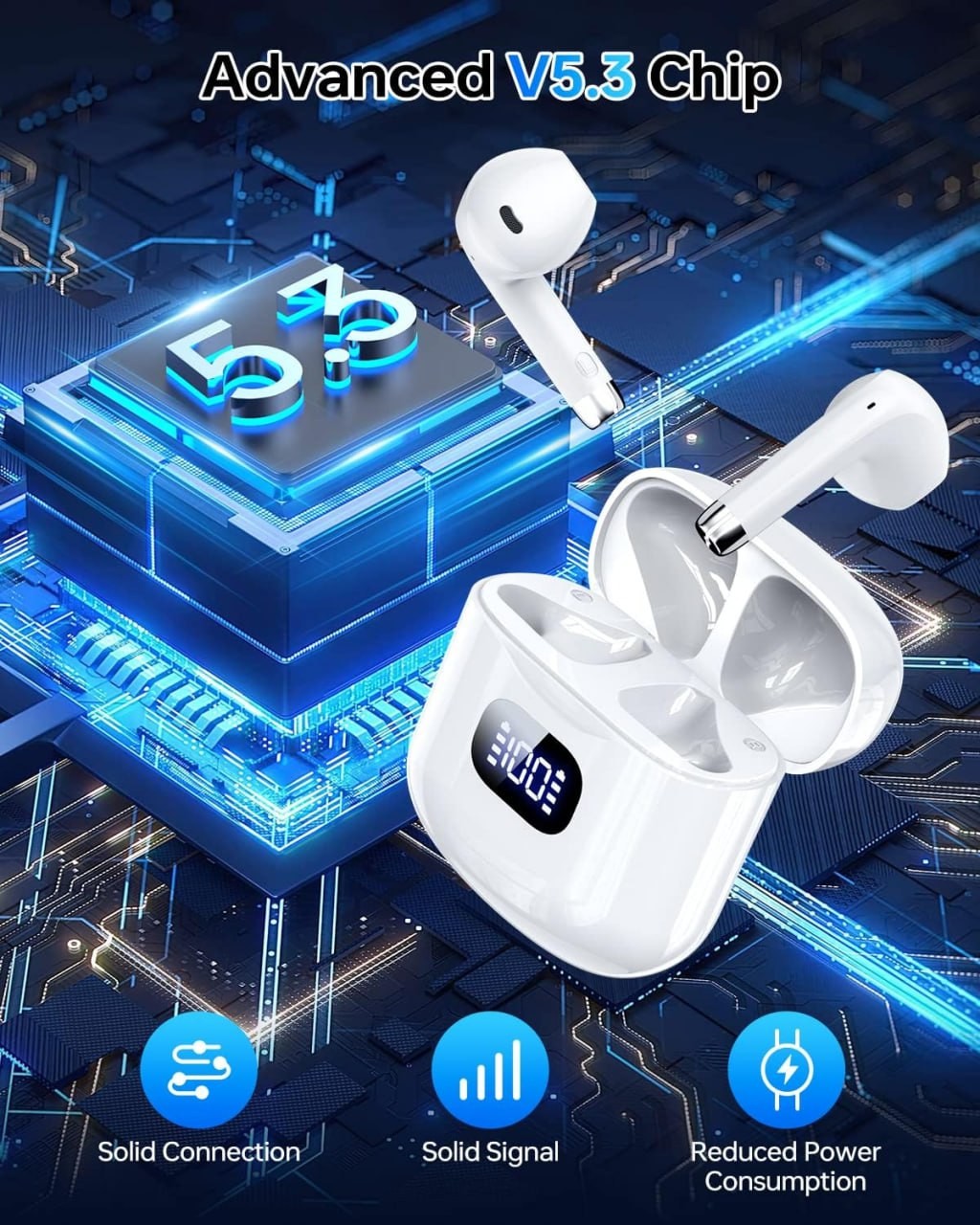 KTGEE Wireless Earbuds, Bluetooth 5.3 Headphones 40Hrs Playtime with Charging Case, IPX5 Waterproof Stereo in-Ear Earphones with Microphone for iPhone Androi