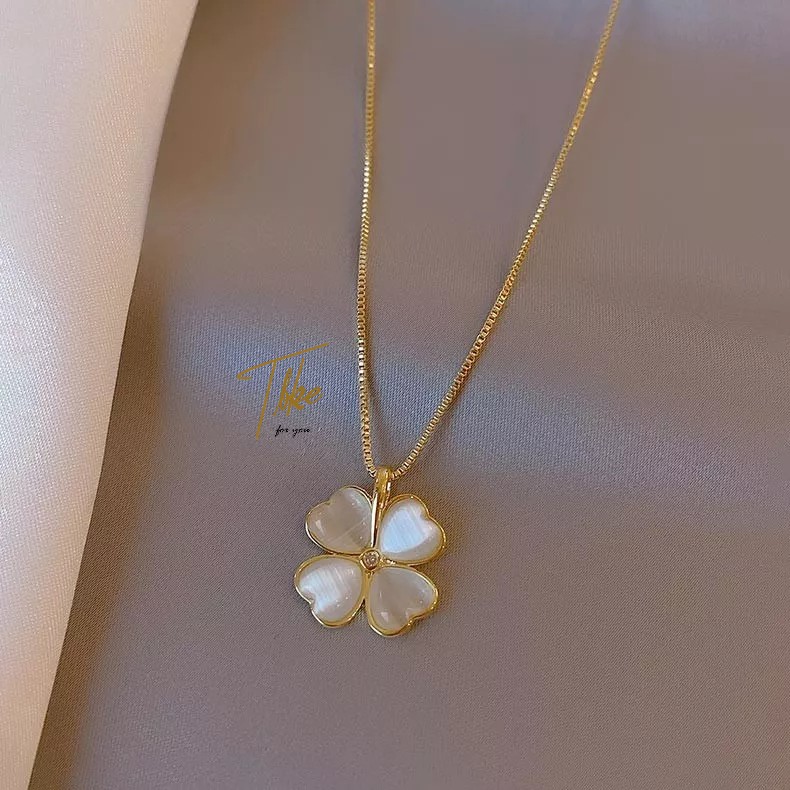 Tala 18K Gold Kyle Inspired - Lucky clover cat's eye petal titanium steel Necklace Exquisite packaging Fashion accessories