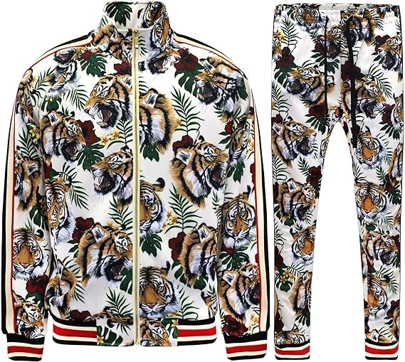 G-Style USA Men's Side Stripe Zipper Jacket Drawstring Waistband Tracksuit