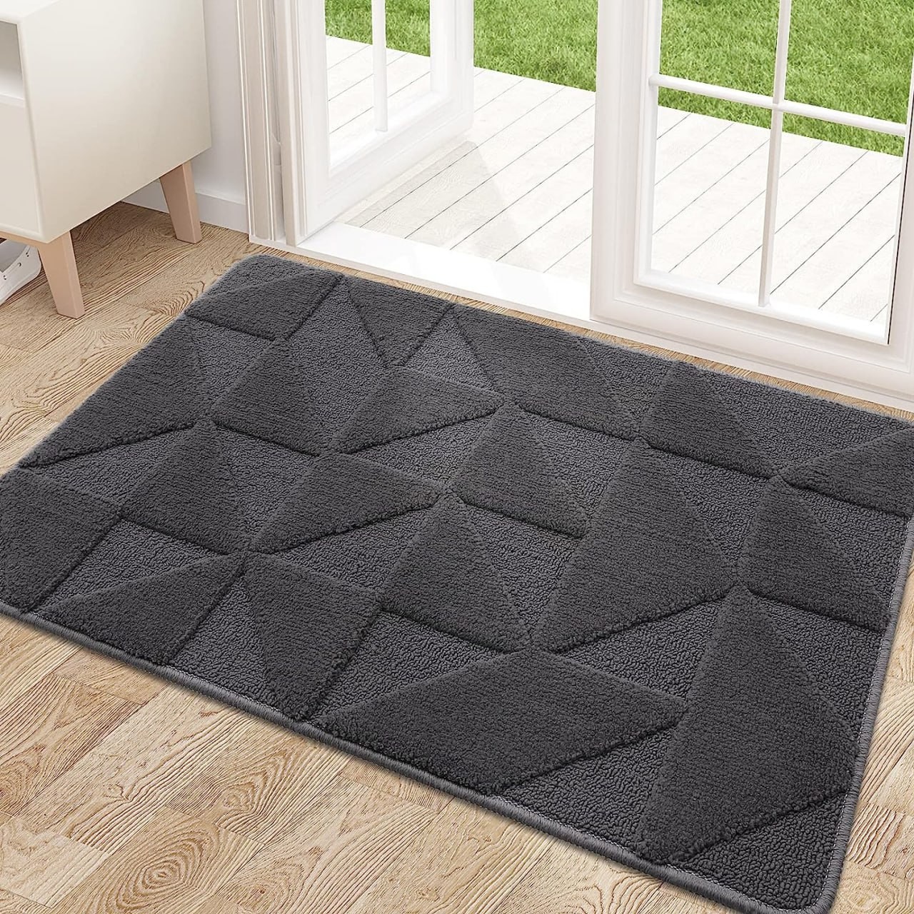 OLANLY Door Mats Indoor, Non-Slip, Absorbent, Dirt Resist, Entrance Washable Mat, Low-Profile Inside Entry Doormat for Entryway (32x20 inches, Dark Grey)