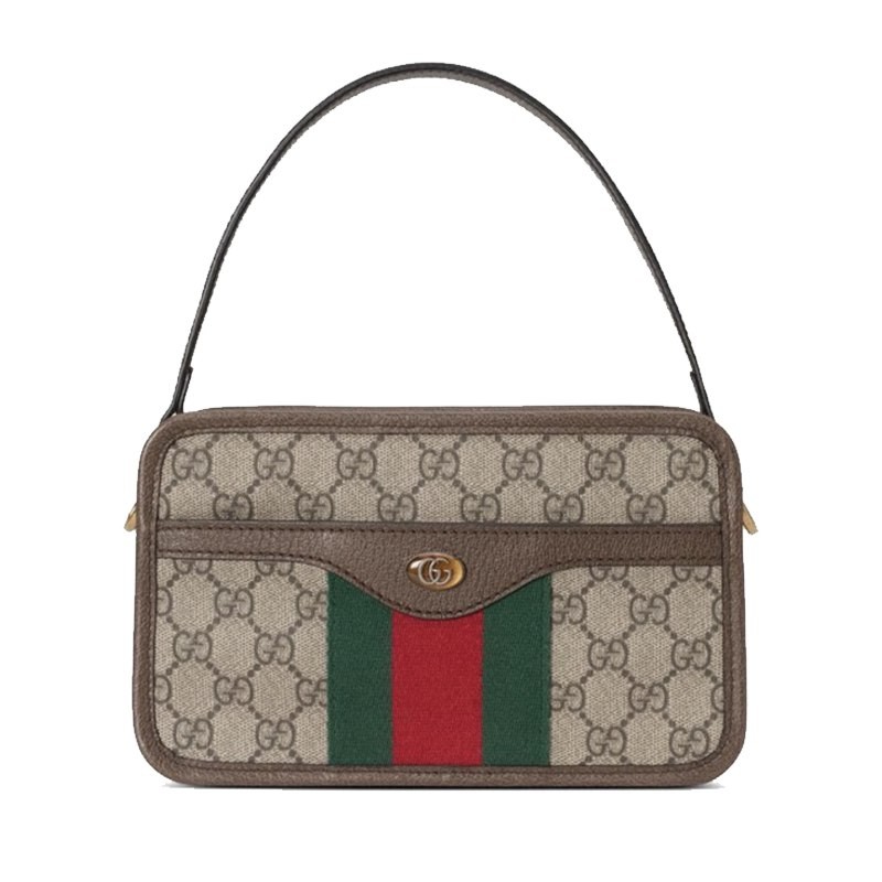 GUCCIGucci Men's Color Matching Advanced Artificial Canvas Classic Double G Shoulder Bag Messenger Bag Handbag Men's Bag 598139-96 Brown