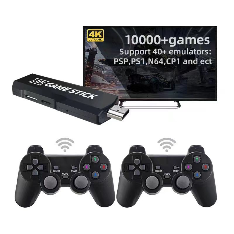 Goojodoq Retro Game Stick/Video Game/4K 128GB 2 Wireless Control Consoles Antique Handheld Games