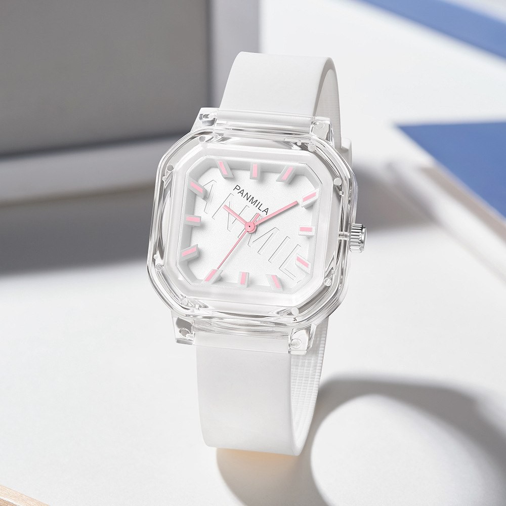 Fanmila 2023 new Korean version of niche ladies silicone strap student watch square fashion simple stone
