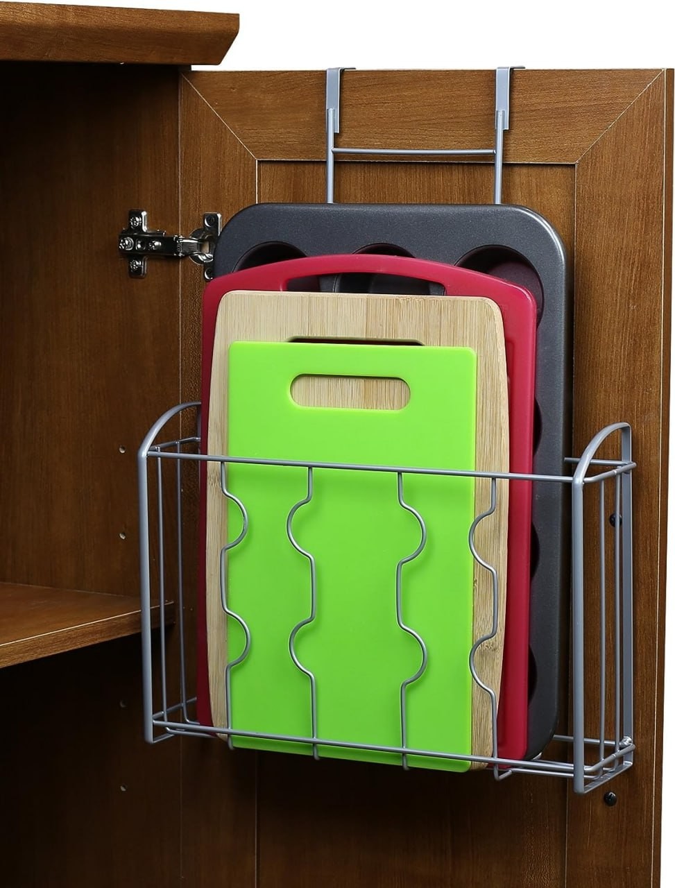 Simple Houseware Over The Cabinet Door Organizer Holder, Silver