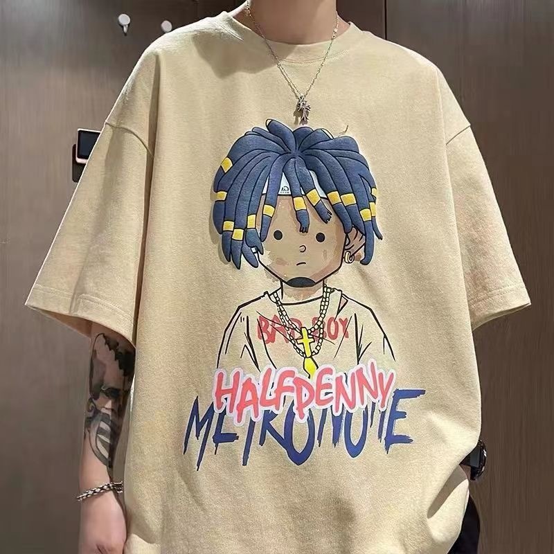 original tshirt for men casual loose summer t shirt oversized aesthetic shirts Korean khaki shirt