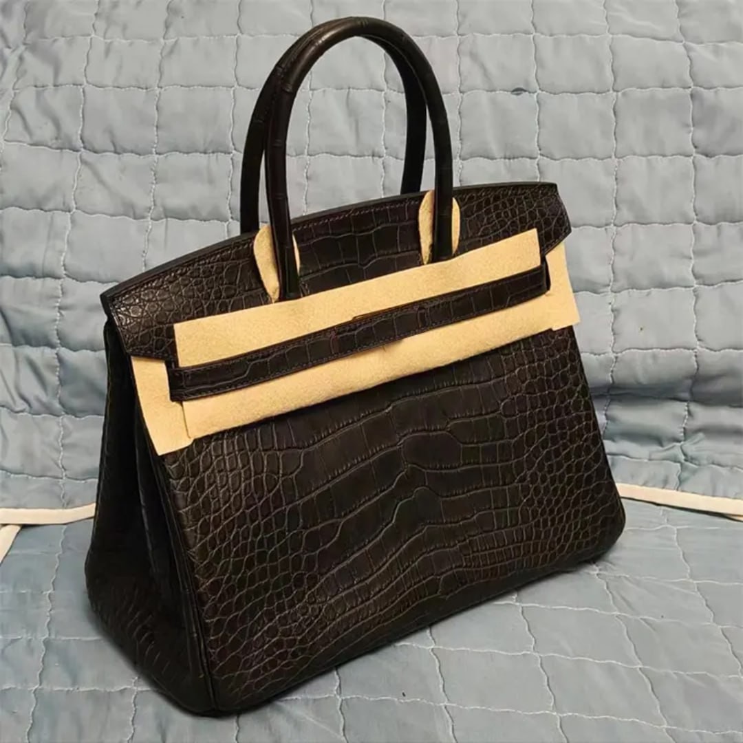 Real luxury designer fully handsewn exotic genuine crocodile alligator skin leather lady women tote BKN bag handbag