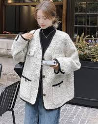 CHIC VEN Fashion Women's Wool Coat Single Breasted Vintage Jacket V-Neck Office Lady Overcoat Female Tops Spring Autumn 2023