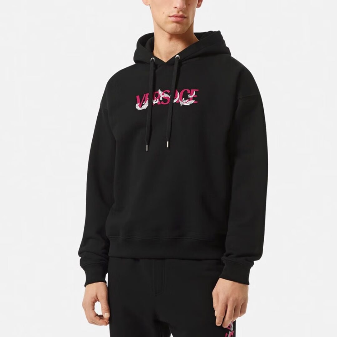 VERSACE (Versace) 22-year autumn and winter new men's pullover sweater logo print pullover fashion big-name men's clothing 1006498 black (1B000)