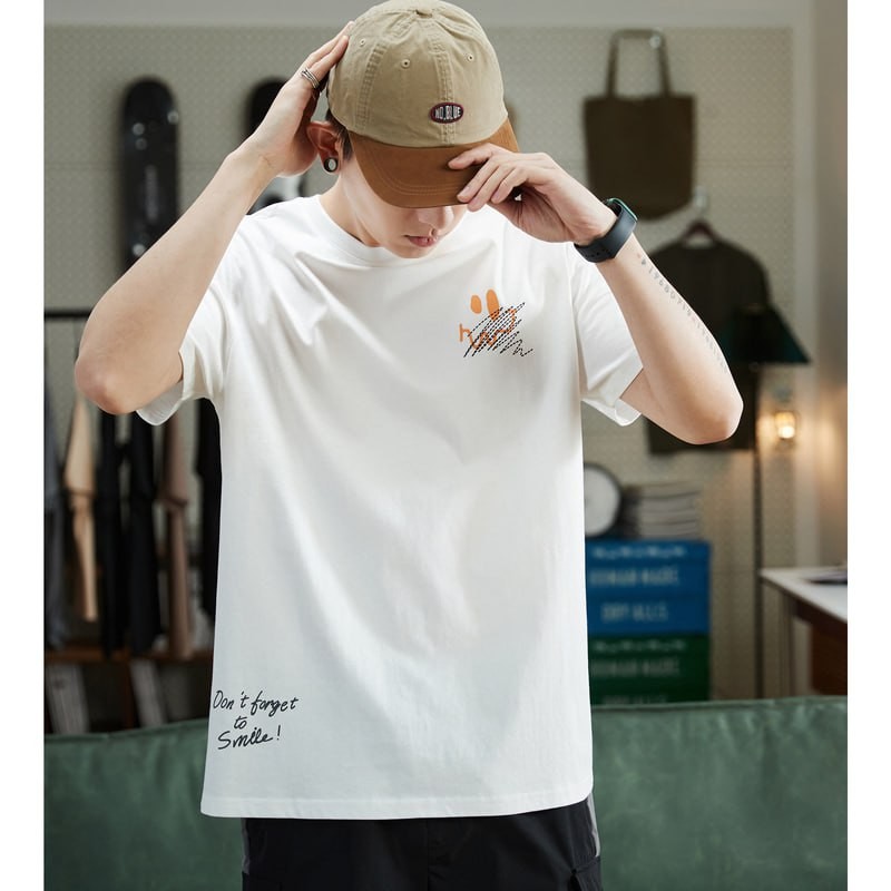 Tang Lion 2023 summer new cotton short-sleeved t-shirt men's trendy casual loose round neck top bottoming shirt half-sleeved