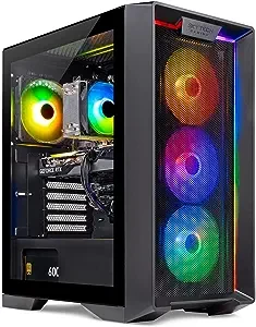 Skytech Gaming Nebula Gaming PC Desktop – AMD Ryzen 5 5600X 3.7 GHz, NVIDIA RTX 4060 Ti, 1TB NVME SSD, 16GB DDR4 RAM 3200, 600W Gold PSU, 11AC Wi-Fi, Windows 11 Home 64-bit,Black