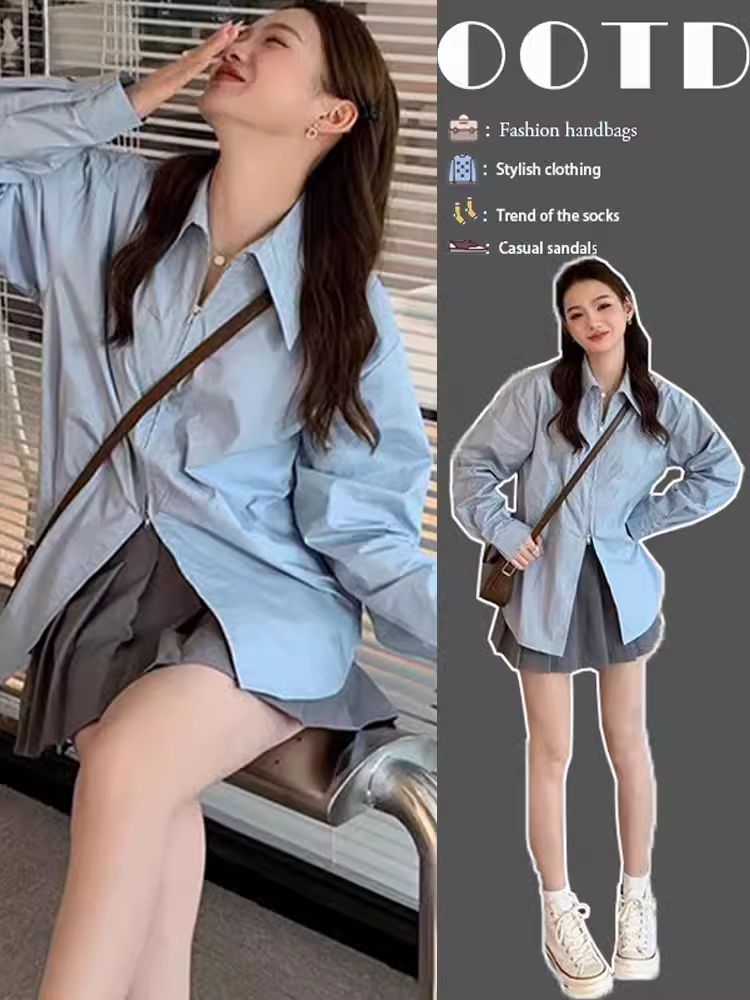 Autumn new women's clothing for small people, a complete set of sweet and spicy shirts, pleated skirts, age-reducing and fashionable suits