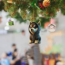 Cute Doggy Pendant Acrylic Dogs Hanging Ornament for Car Christmas Tree Decoration Puppy Flat Pendant Xmas Home Decoration