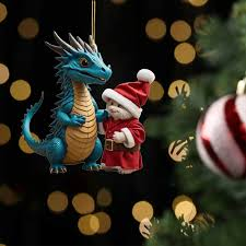 2D Acrylic Cute Christmas Dragon Ornament Double Printing Tree Personalized Fun Pendant
