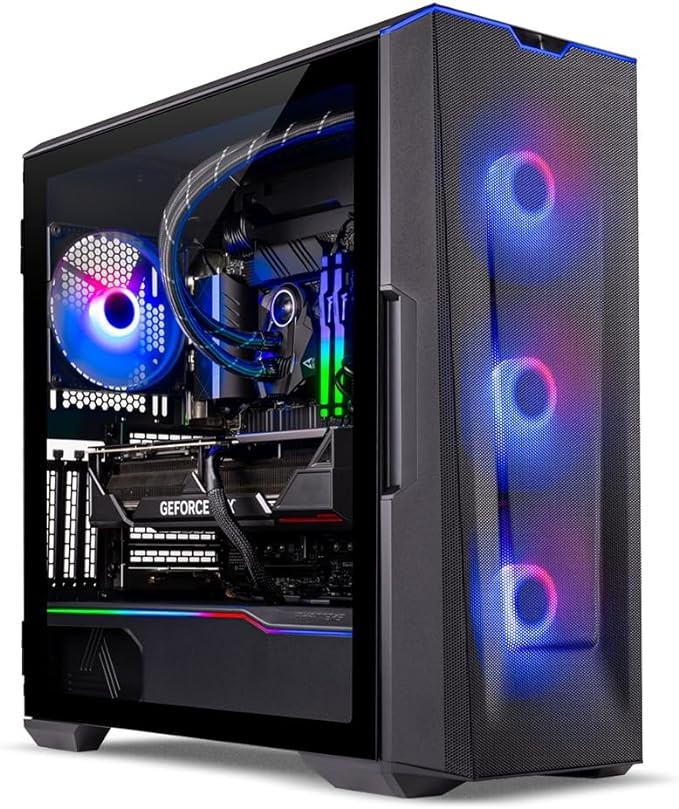 Skytech Gaming Eclipse Gaming PC, Intel i9 13900K 3.0 GHz, RTX 4080, 1TB NVME Gen4, 32GB DDR5 RAM RGB, 1000W Gold ATX 3.0 PSU Wi-Fi, Win 11 Home, RGB-Keyboard and RGB-Mouse Included