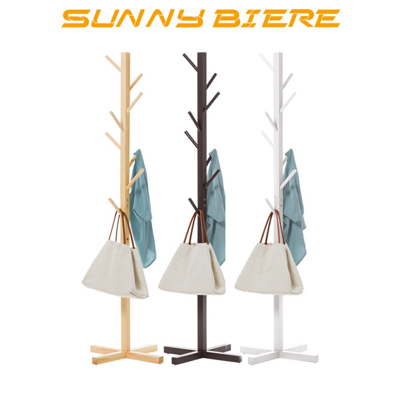 SUNNY BIERE Bag Rack Stand Wood Brown White 50X50X158CM