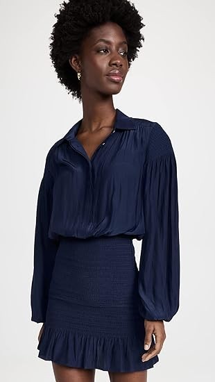 Ramy Brook Women's Binx Long Sleeve Smocked Waist Dress