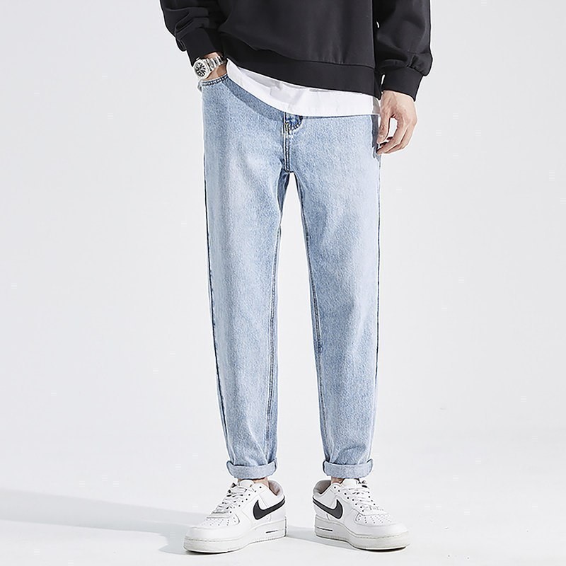 5 discount price 139.9 yuan] Tang Lion's new jeans men's straight loose casual trousers gray black trendy brand slim pants