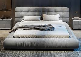 Modern Minimalist Double Bed Bedroom Furniture King Size Bed Technology Frosted Cloth Queen Size Frame Home Furniture