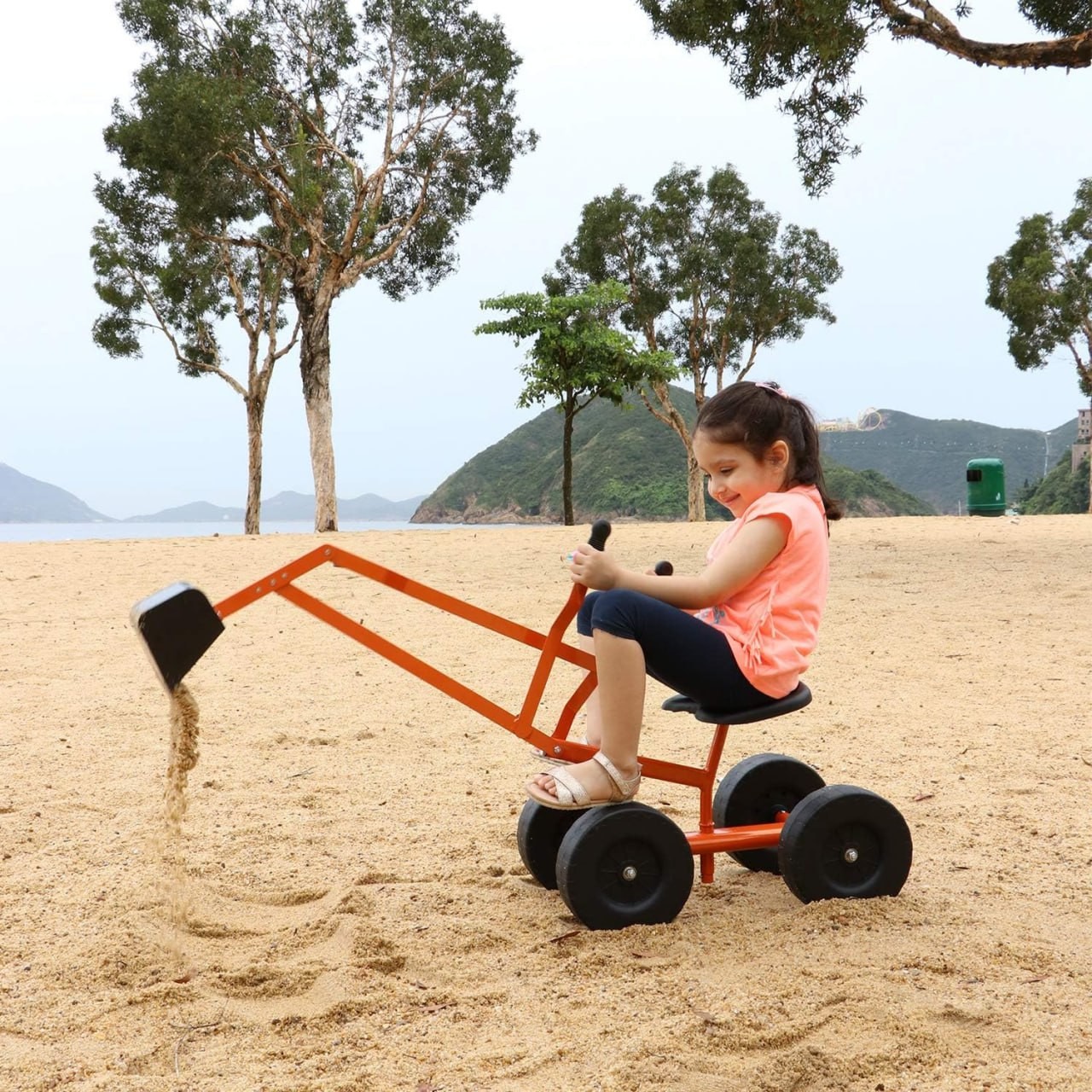 Albott Ride On Sand Digger Excavator Toys Working Crane with 8 inches Wheels and 360° Rotation Seat Outdoor Kids Sandbox