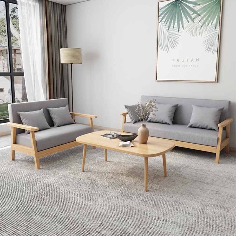 Sanxun Nordic Simple Sofa Modern Solid Wood Minimalist 2-Seater Sofa Living Room Small Apartment