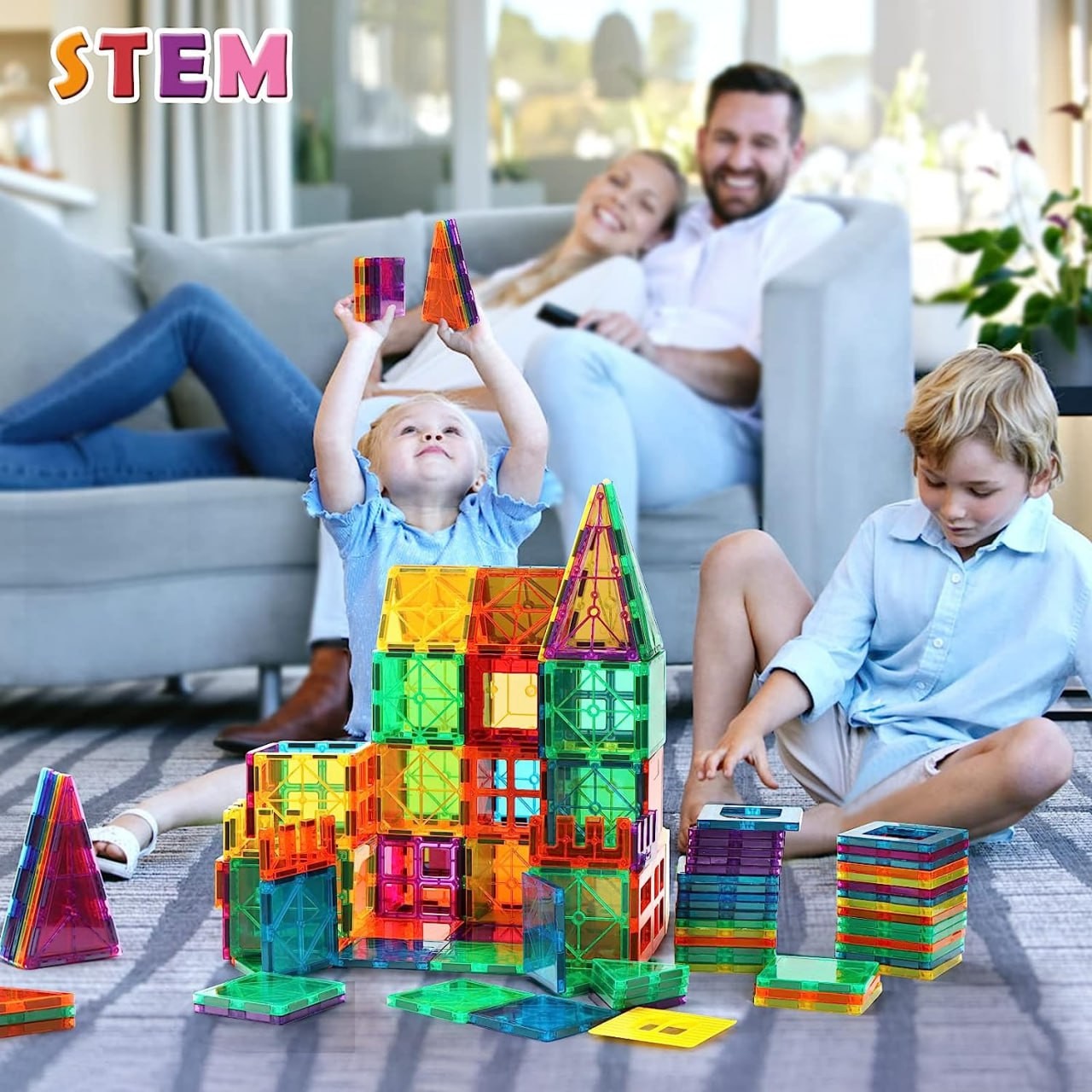 Gemmicc Magnetic Tiles, Deluxe 136 PCS Building Blocks Magnet Toys for Kids,3D Magnet Puzzles Stacking Blocks for Boys Girls,Hug