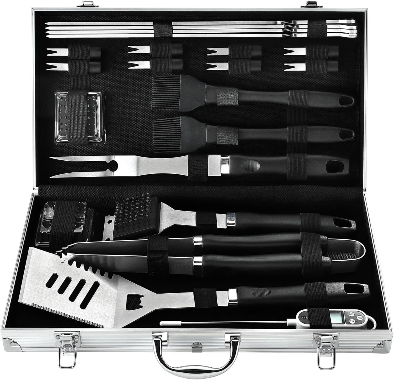 22PCS Grill Tool Set with Aluminum Case for Outdoor Camping Barbecue, Perfect Grill Kit Gift for Men Women on Birthday Father’s Day, Grill Utensils Set, S