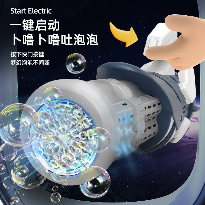 Children's Internet celebrity hot style handheld Gatling style bubble machine rechargeable outdoor cute cool toy porous bubble