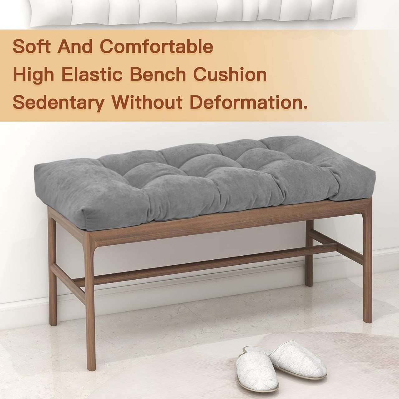 Focuprodu Bench Cushion 45 inch, Bench Cushions for Indoor Furniture, Durable Stain Resistant OutdoorIndoor Bench Seat Cushion(45x18x4 inch, Light Gray)