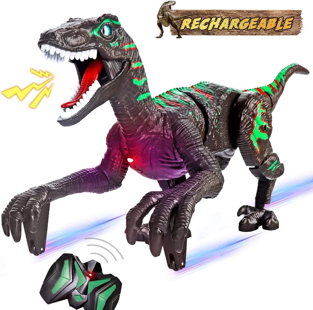 IFLOVE Remote Control Dinosaur Toys for Kids,Dinosaur Toys for Boys Age 6 7 8 9 10+,Rechargeable Electric Velociraptor Robot with Walking and Sound,Dinosaur Birt