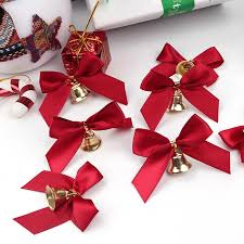 10pcs Delicate Bowknot Bells Christmas Gift Bows With Small Bells DIY Bows Craft Christmas Tree Decoration Christmas Bow Tie