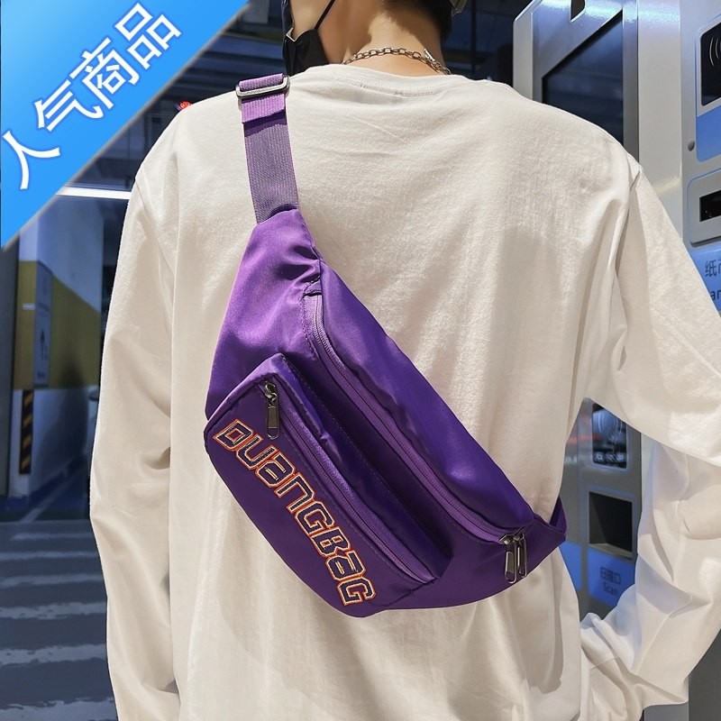 Backpack Chest Bag Men's Summer Trendy Brand Sports Casual Japanese Women's Backpack Boys Messenger Bag Shoulder Bag Men's New Waist Bag Gray
