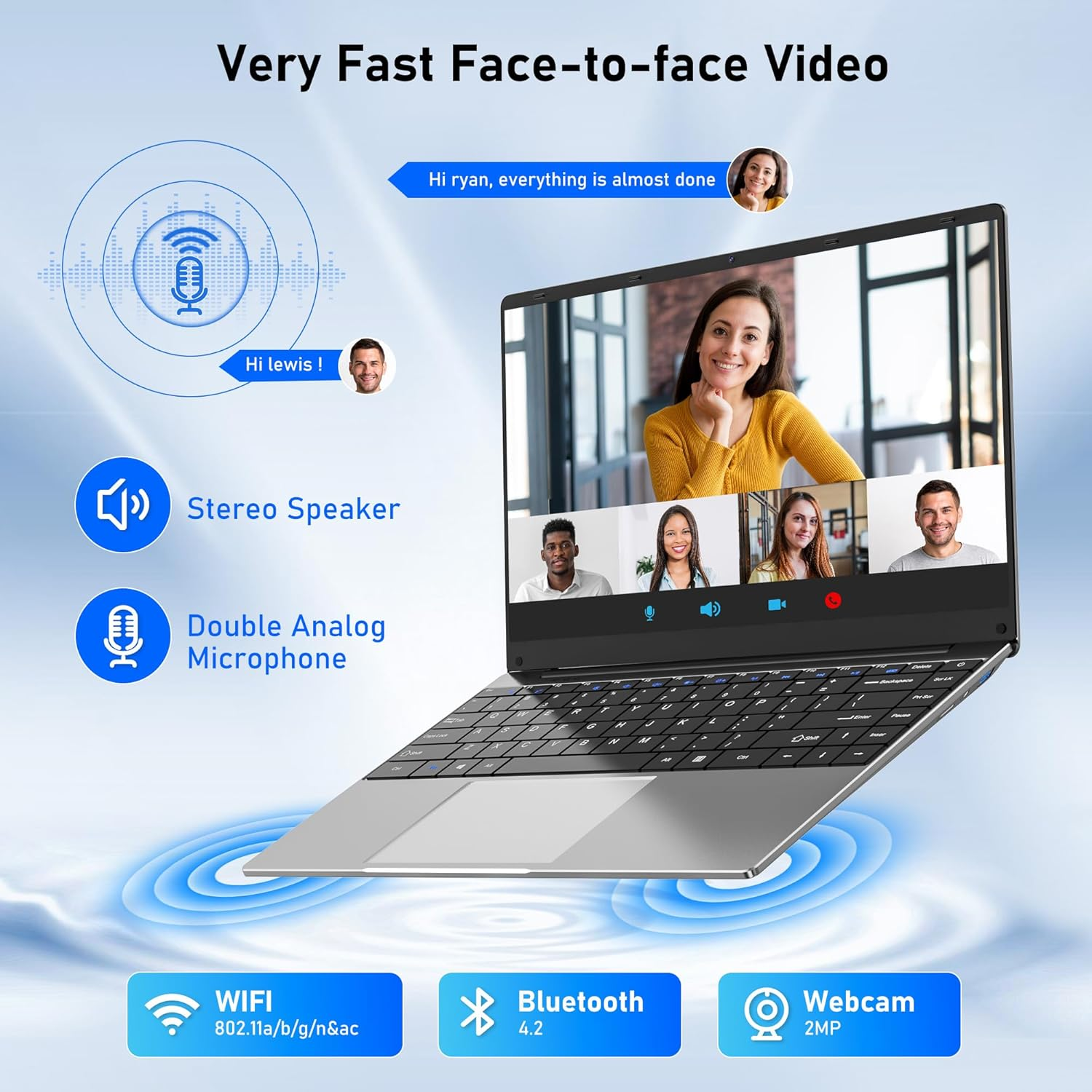 14 Inch Gaming Laptop, N5095 Laptop Computer(up to 2.9GHz), 8GB RAM 256GB SSD, FHD 1920 * 1080, 180 Angle Open, Windows 11 Pro, 2.4G+5G WiFi, BT 4.2, Mini HDMI