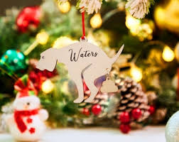Pooping Pooches Dog Ornament Funny Christmas Tree Wooden Hanging Pendant Outdoor Lawn GardenYard Xmas Decoration decoration Gift