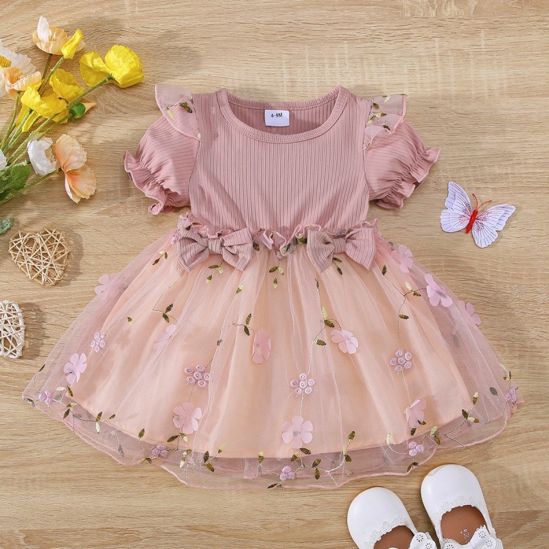 BCBL Baby Girl Dress 3 18 Months Short Sleeve Tutu Dress Infant Girl Tulle Dress Flower Girl Party Birthday Princess Dresses