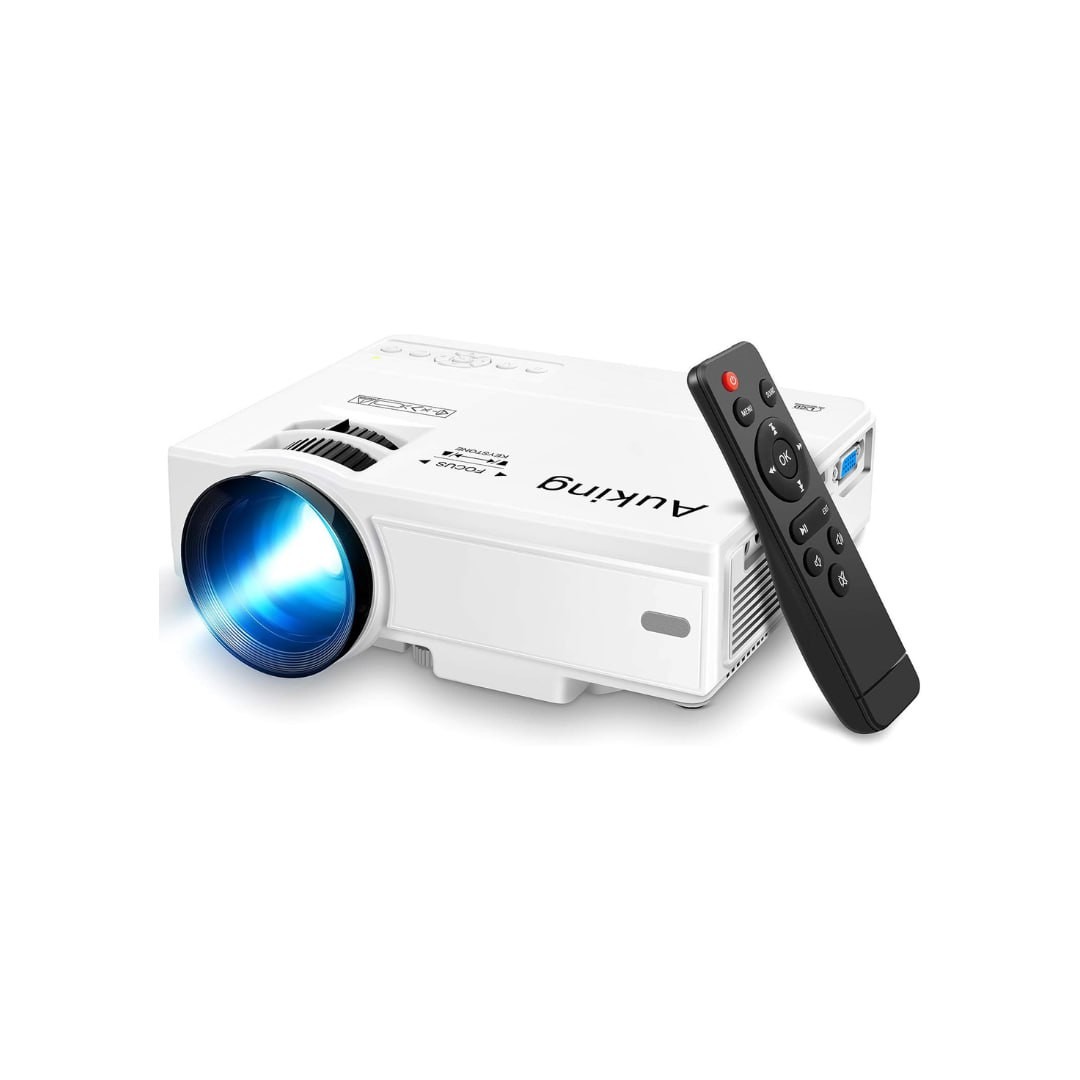 AuKing Projector, 2023 Upgraded Mini Projector, 9500 L Multimedia Home Theater Video Projector, Compatible with Full HD 1080P HDMI, USB, VGA, AV, Smartphone, Pad, TV Box, Laptop