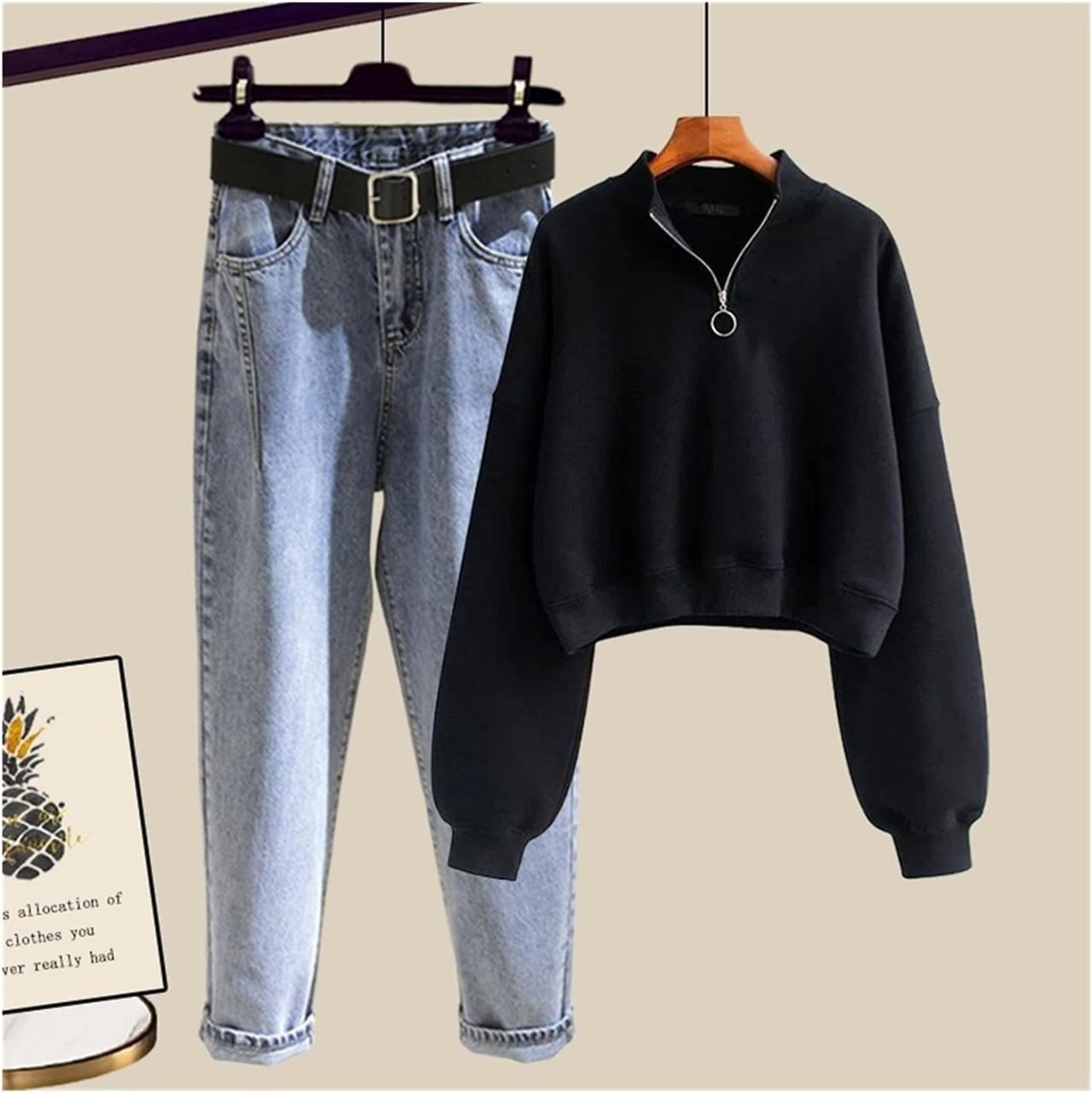 WPYYI Women Two Piece Set Suit Fashion Office Lady Loose Long Pants Outwear Clothing