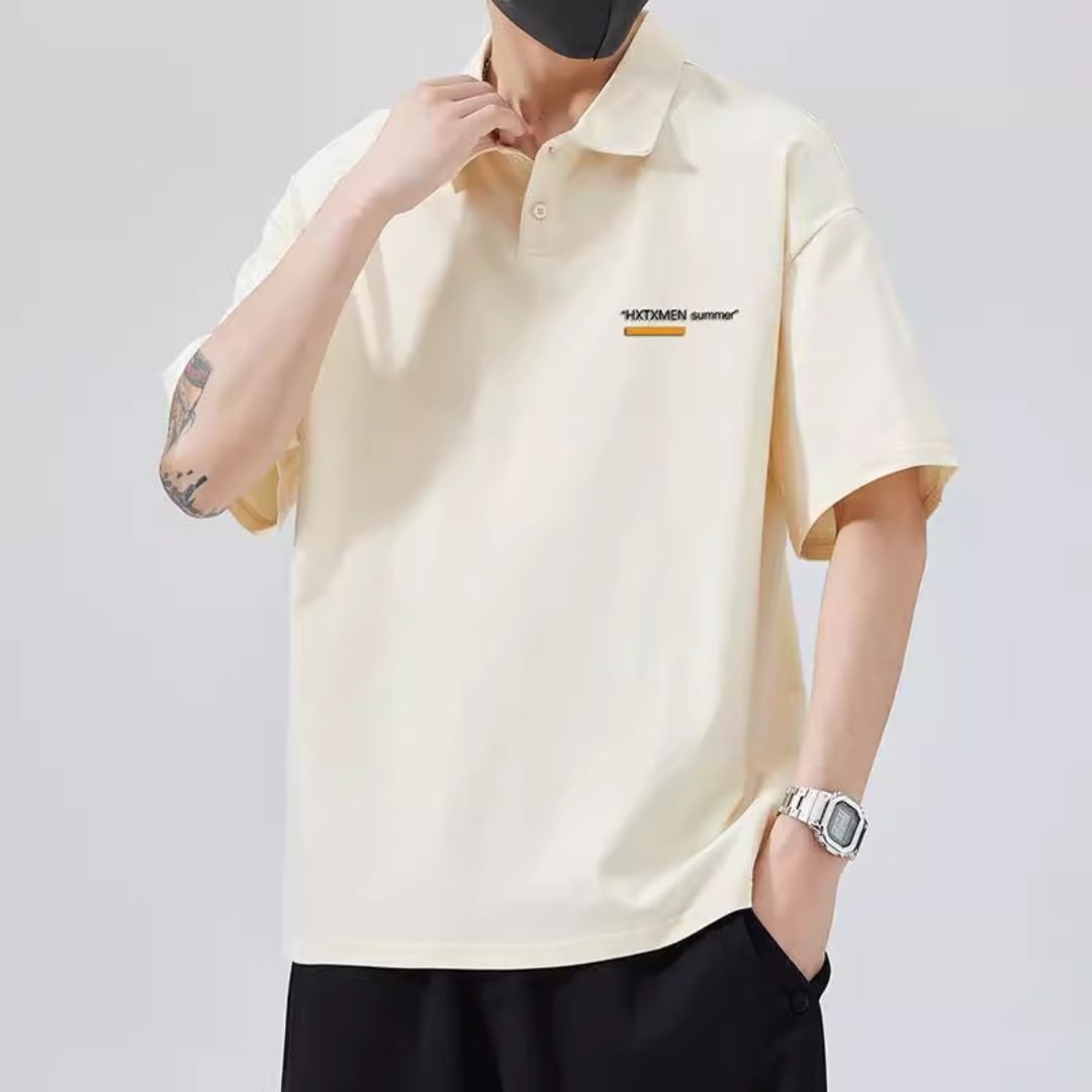 Pure cotton polo shirt short-sleeved men's summer men's style 2023 new men's loose ice silk t-shirt men's clothes