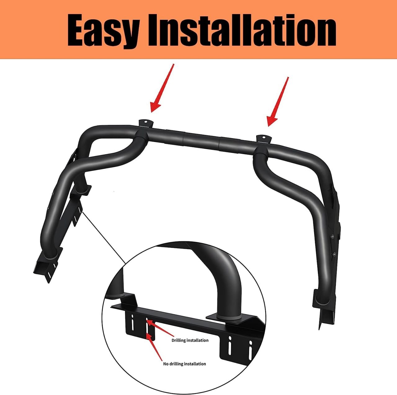 Kehosx Black Roll Bar Sport Bar Classic Stainless Steel Roll Bar Compatible with Tacoma, Ranger,Colorado, Helux