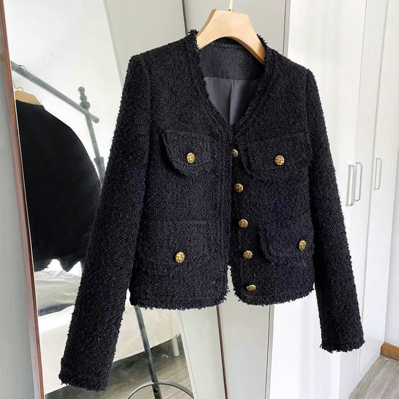 tweed blazer for woman Coat Short Thin Elegant Lady Long Sleeve Suit Jacket